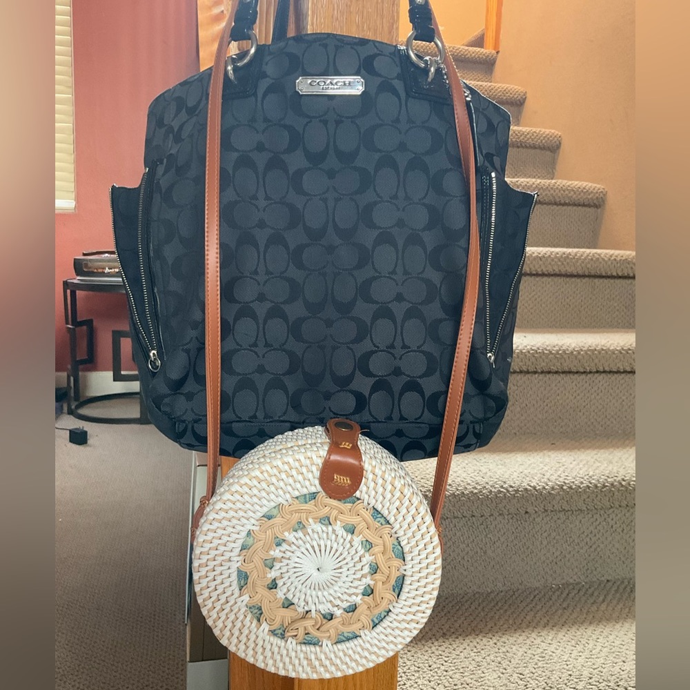 For Vacation Handcrafted Boho Round Straw Woven Crossbody Box Bag
